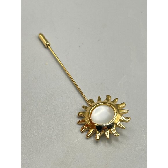 Smithsonian Avon Sunburst Gold Tone Lapel Pin with Mother of Pearl Accent - Picture 4 of 7